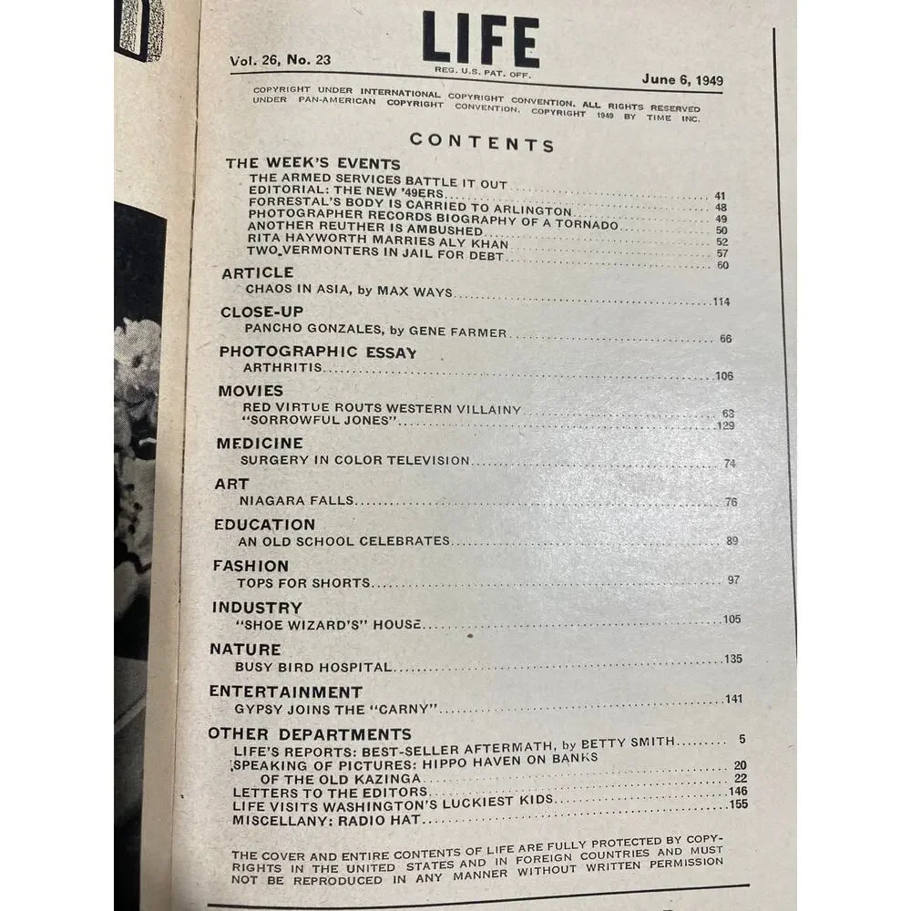 LIFE Magazine June 6 1949 Ronnie Porter Summer Playclothes Cover Color TV